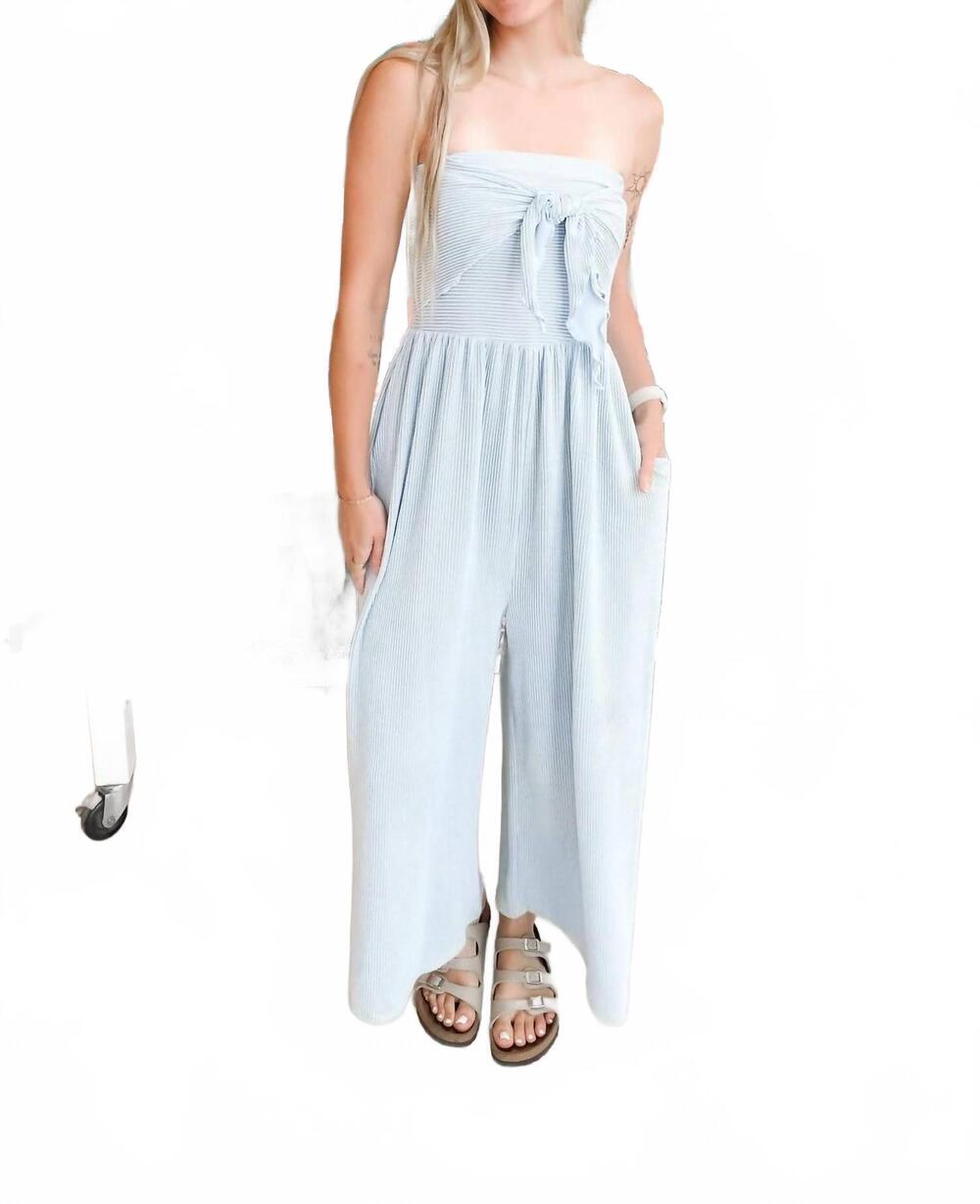 NEW CHARLOTTE AVERY monica urban rib jumpsuit in sky blue